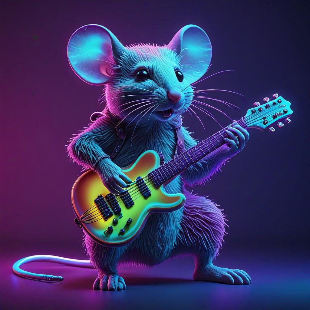 mouse playing guitar