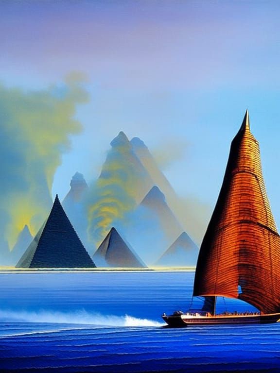 steam powered yacht floating down the Nile river past pyramids and