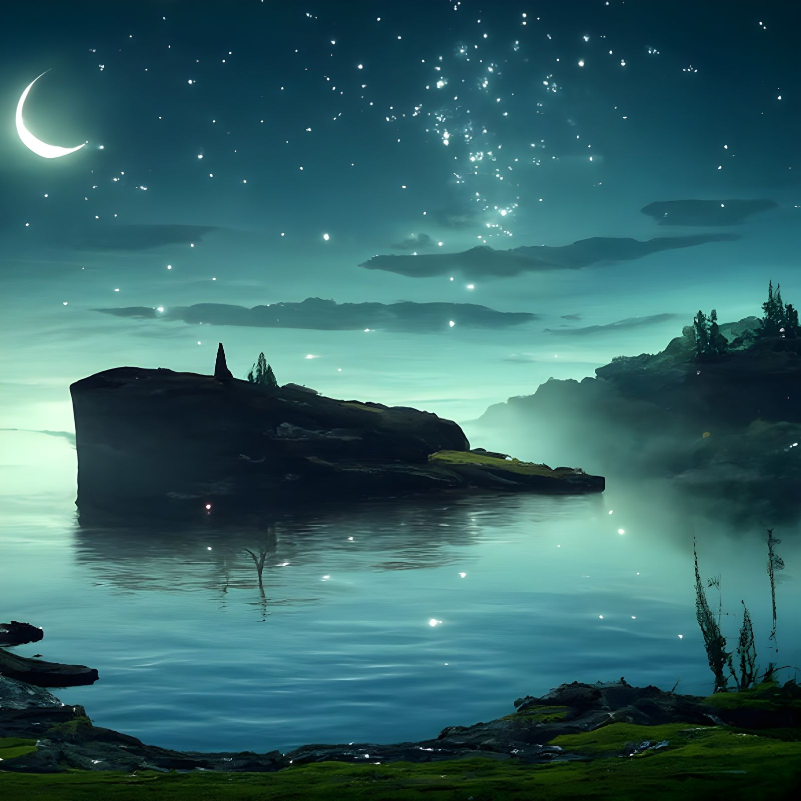 Starscape on Lake  by @Nameless309