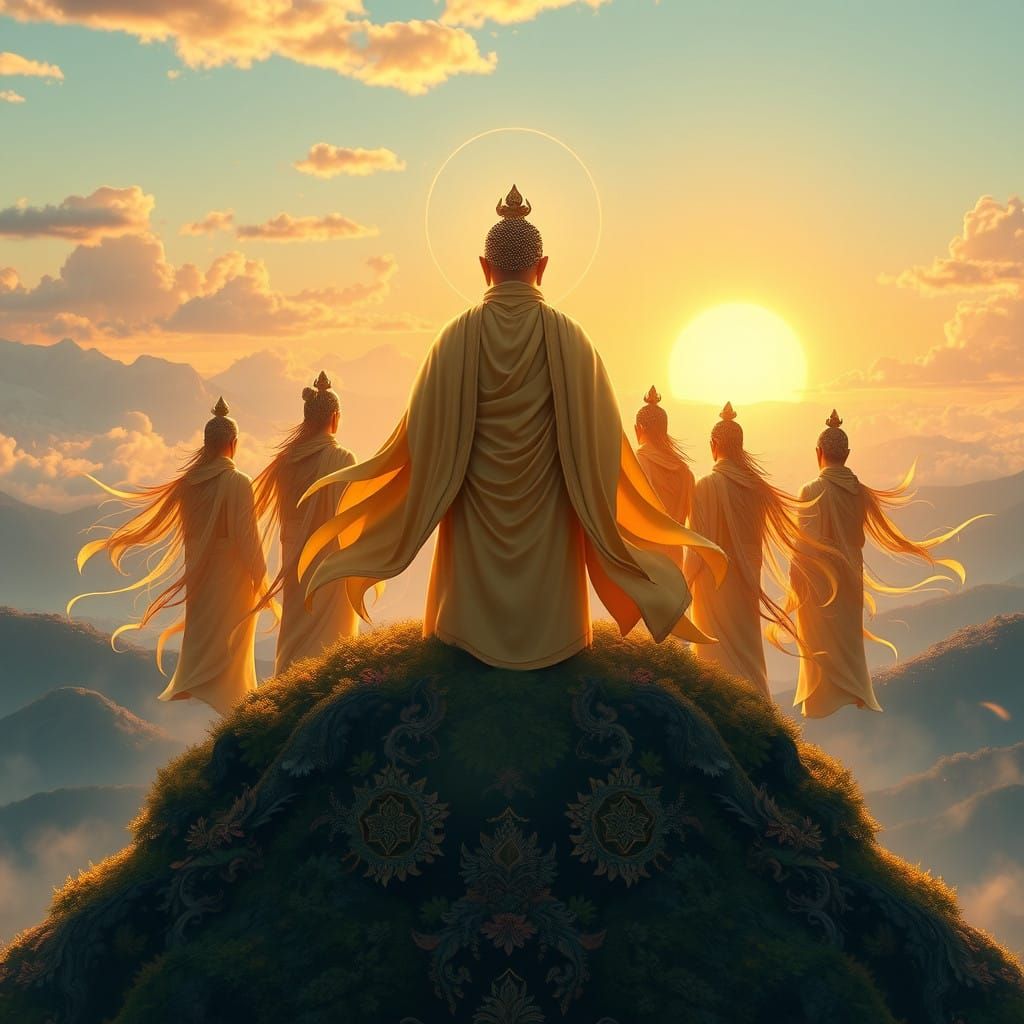 Golden-Robed Ascetic in Ethereal Splendor