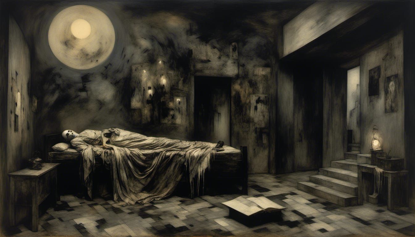 "Dreams of Escape", gorgeous, alienation, occult, liminal, Ominous, dramatic lighting, Intricately Designed, Elaborate, Complex, Stygian, da...