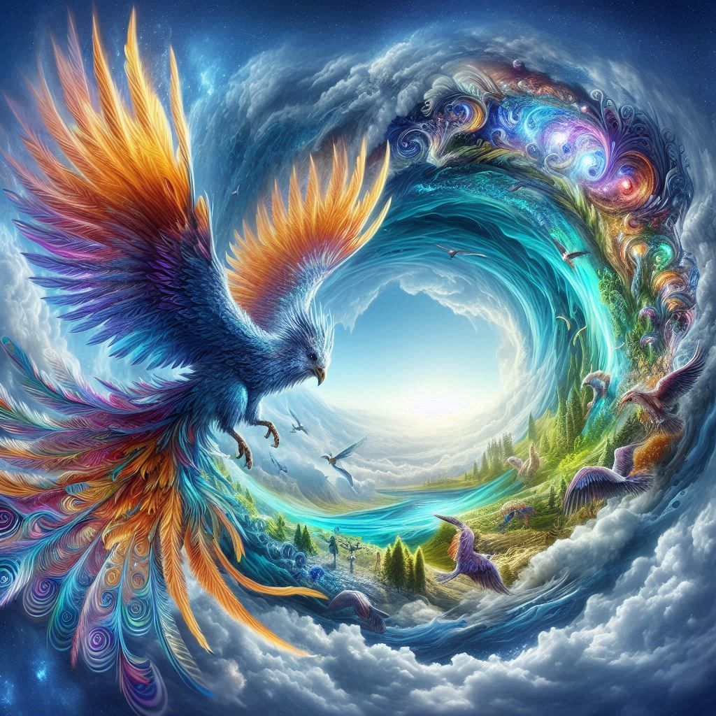 Bird wings open portals to other worlds