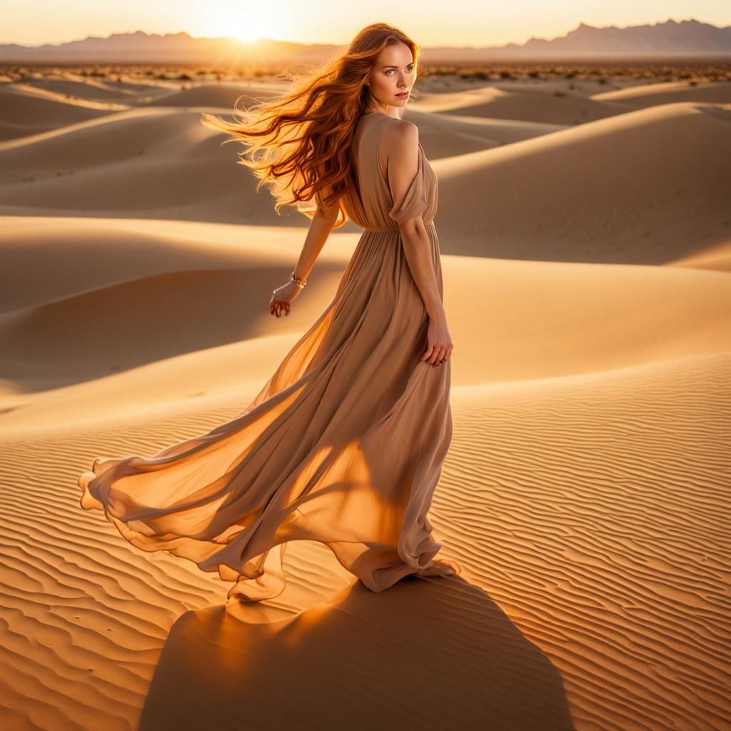 Desert Beauty at Sunset in Impasto Style