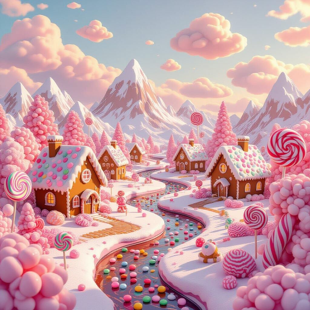 A fantastical Candy World straight out of a Roald Dahl story, bursting with oversized, colorful sweets ...  by @LaDonna 