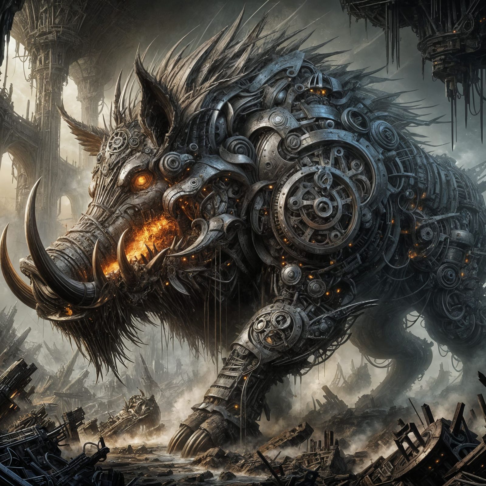 Ferroswine Eating Scrapmetal