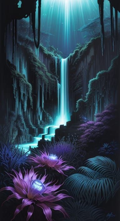 Bioluminescent Waterfall