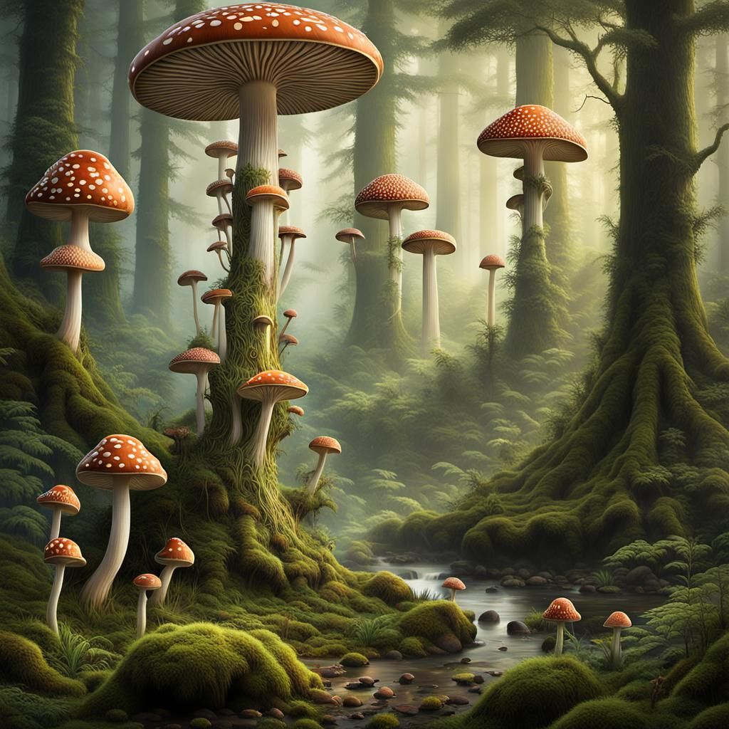 In the midst of the enchanting forest, the tall and graceful...