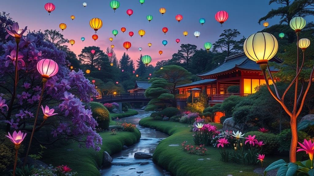 Colorful Balloon Flowers Float Heavenward from Giant Platycodon Grandiflorus  by @Gary Murakami