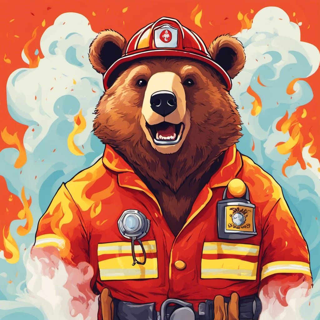 Firefighter bear - AI Generated Artwork - NightCafe Creator