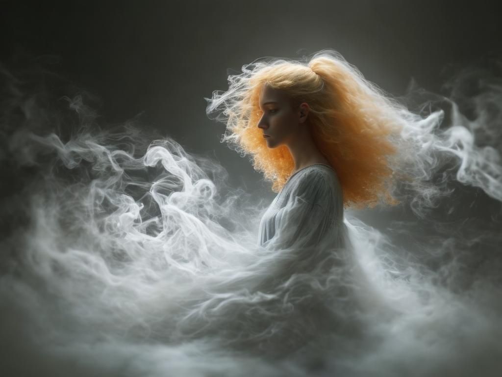 <lora:Smokescreen DSv8:1.0> side profile of a cute curly blonde girl under a luminescent yellow light, sharp relief against the dark backgro...