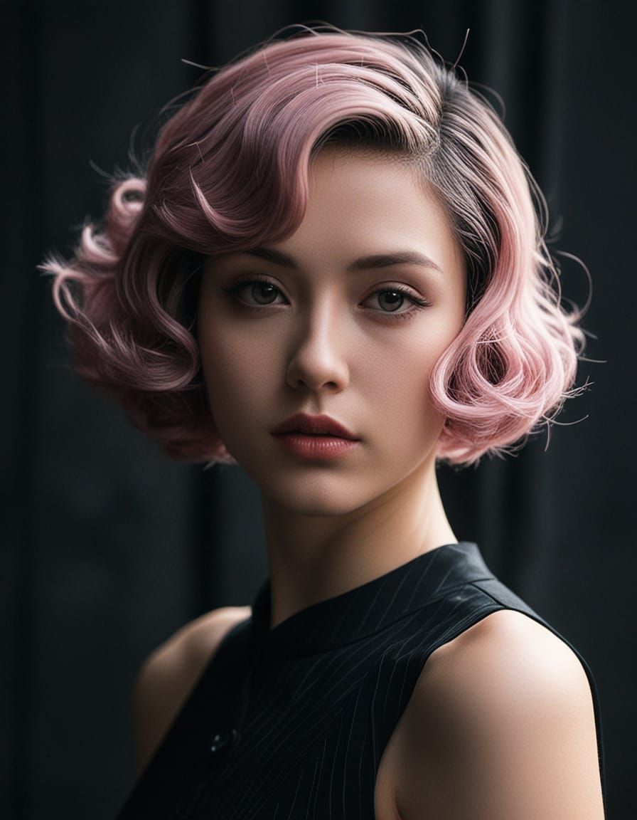 Create an intense, evocative portrait in the Japanese retro anime style of the 80s and 90s. The scene features a feale bathed in deep dark l...
