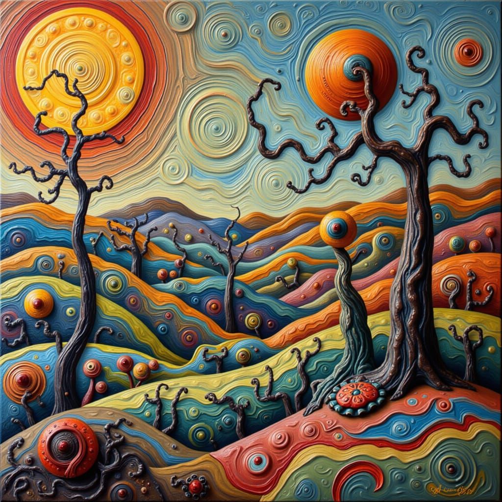 Whimsical Colorful Impasto Painting in Expressionist Style