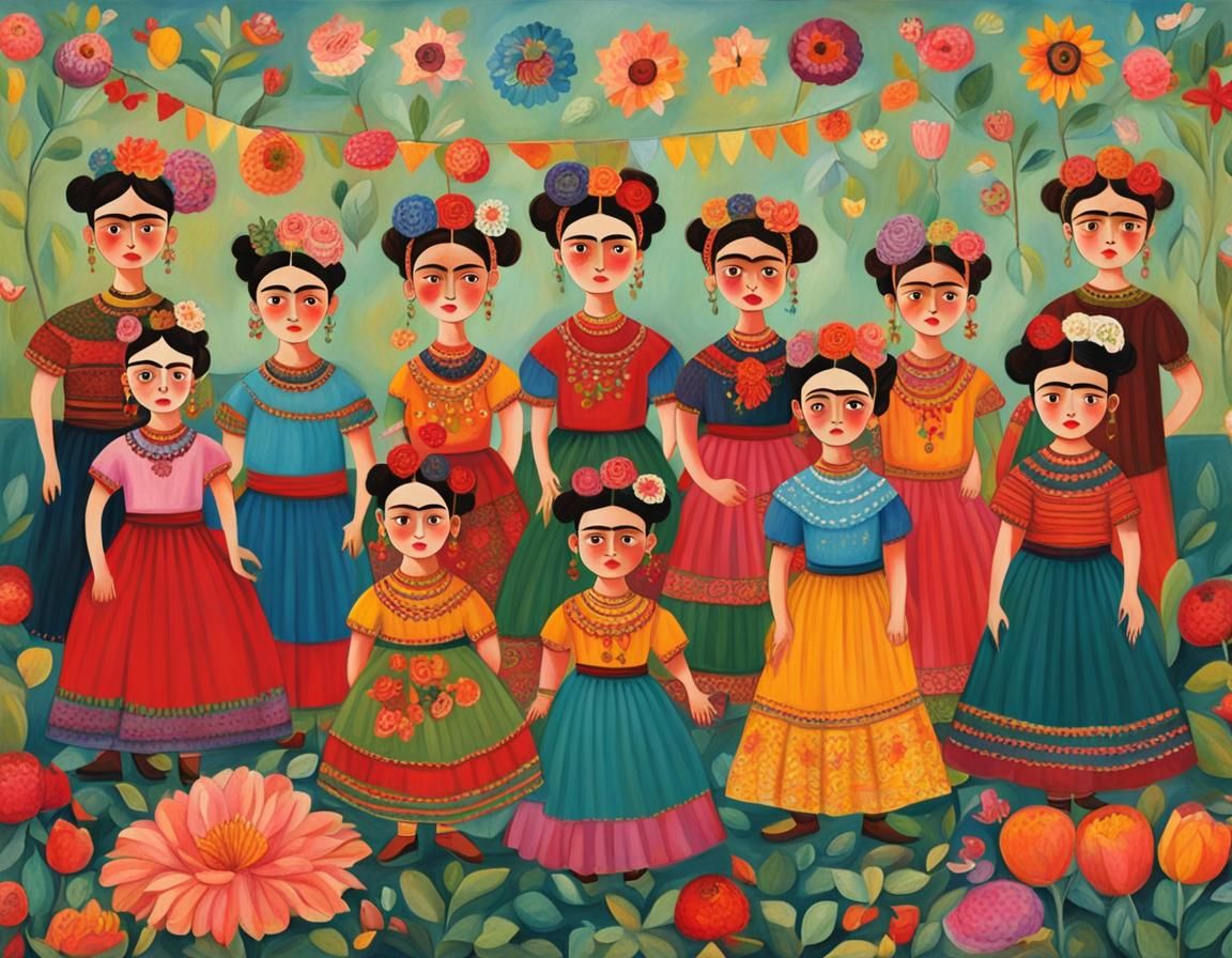 The Dance Class in the style of Frida Kahlo   by @AMofOz