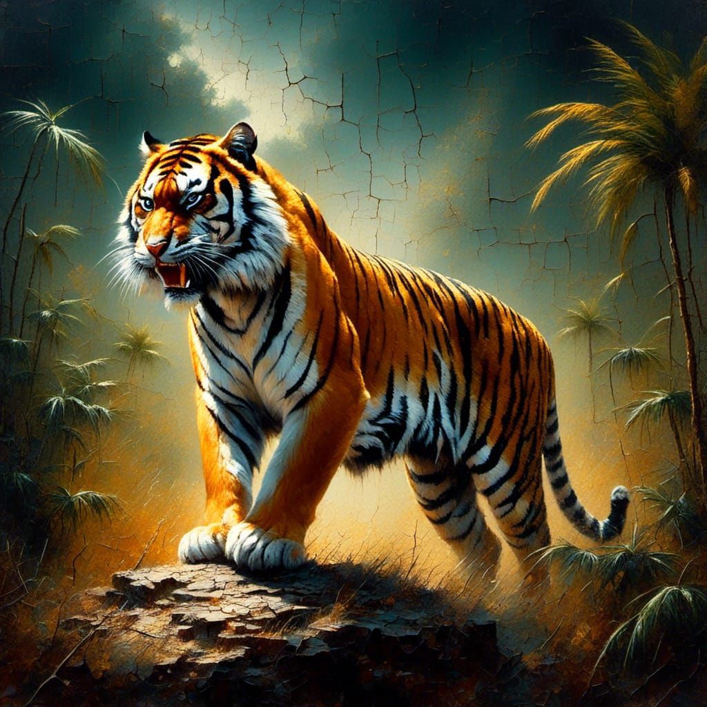 <lora:Lebowski CrackedLine:1.0> The tiger.  