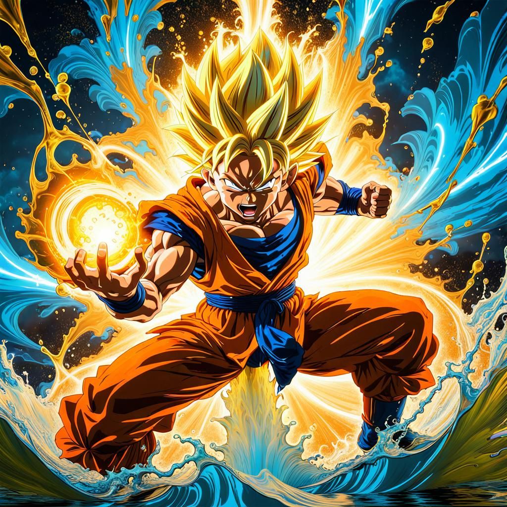 Goku chargin kamehameha, energy effect in splash_neon_uv_fruorescent ...