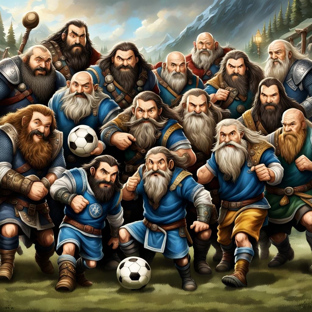 Group portrait the dwarves Thorin, Fili, Kili, Balin, Dwalin, Ori, Nori, Dori, Gloin, Oin, Bifur, Bofur, and Bombur ...  by @undefined