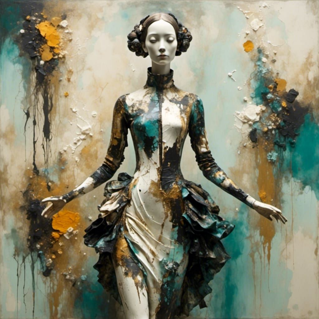 <lora:Ivory:1.0>Full body  by Josef Albers, Georgia O'Keeffe and Ashley Wood 