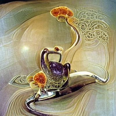 Teapot pouring tea art nouveau