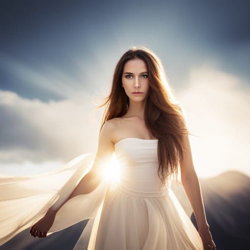 Dark hair Fantasy women in the Dolomites