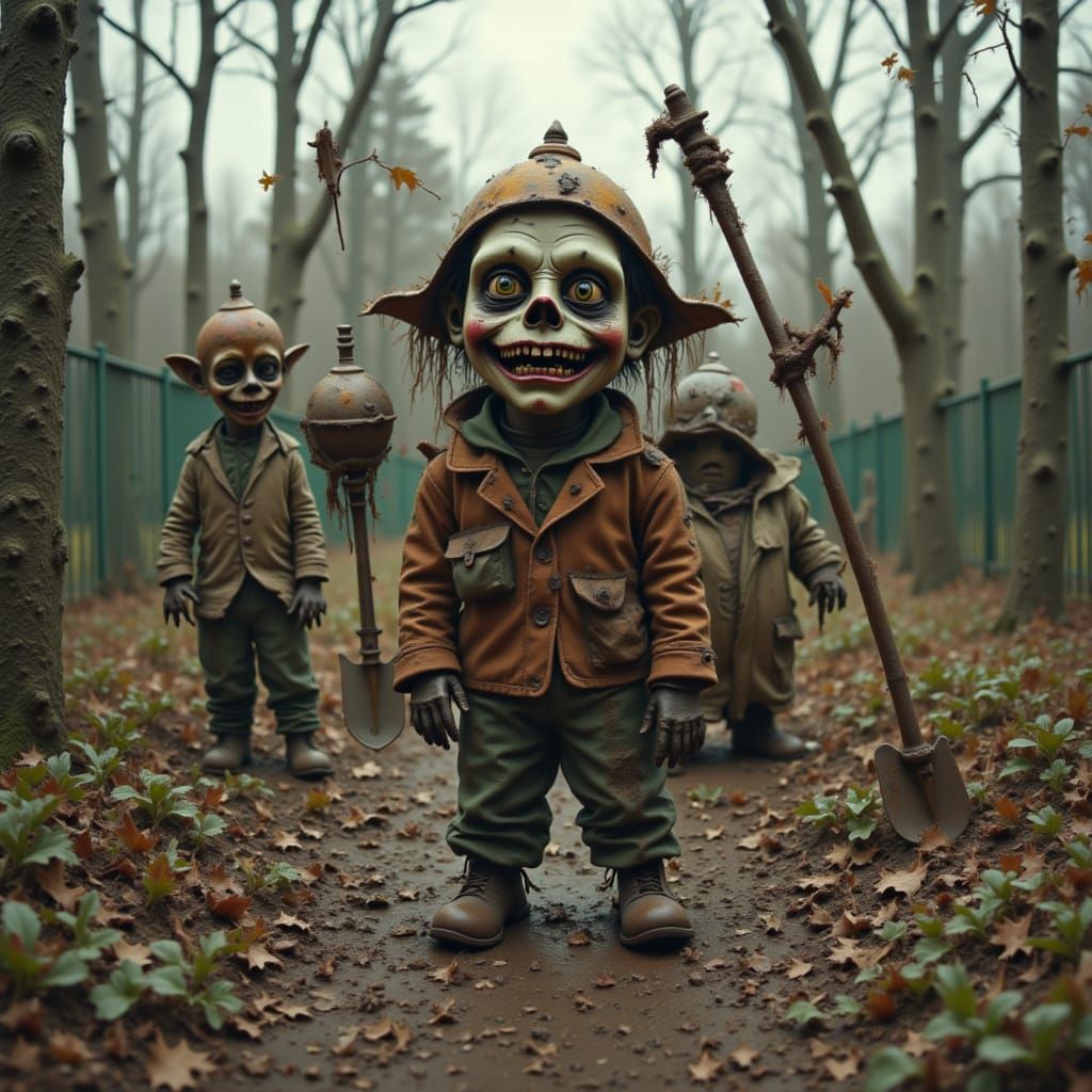 children in the style of <lora:zombiefy:1.5> , play in a school playground