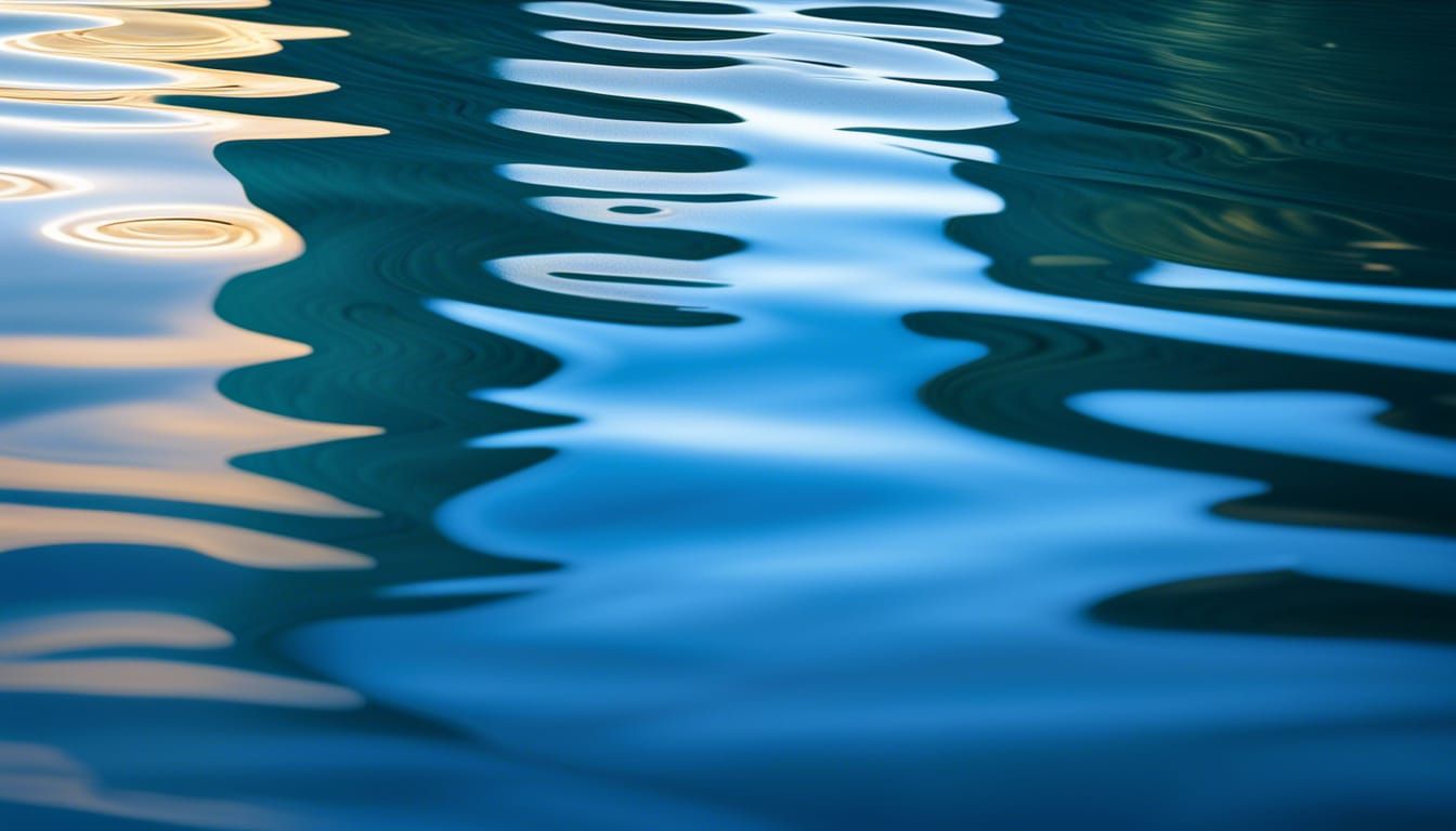 water with a light reflecting off the surface