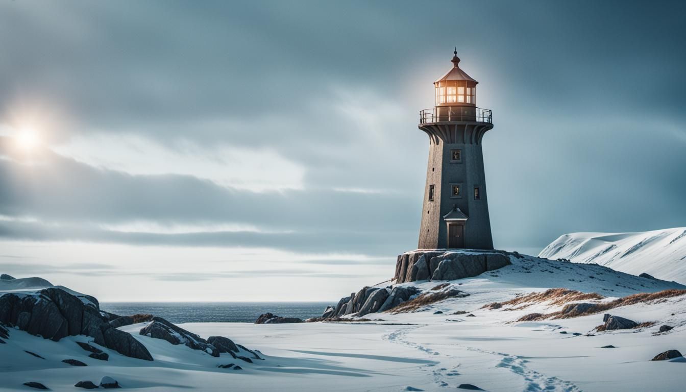 lighthouse at a tundra coast