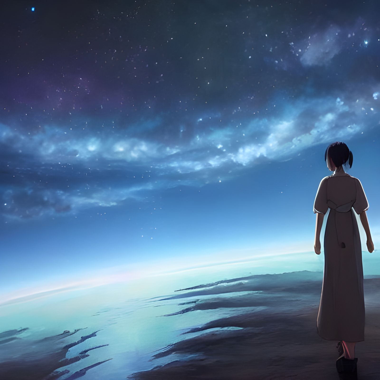 Nighttime world of water
