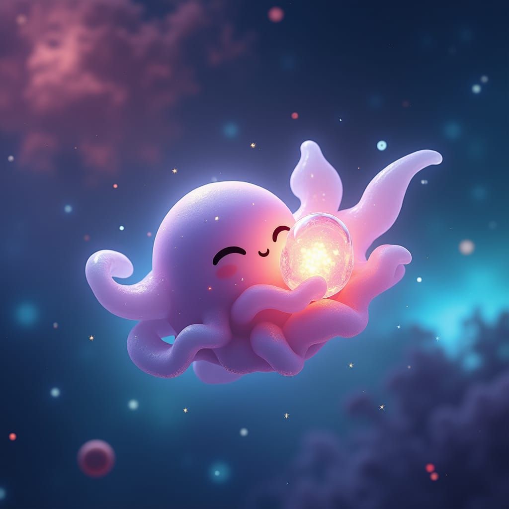 cute slime creature living in space