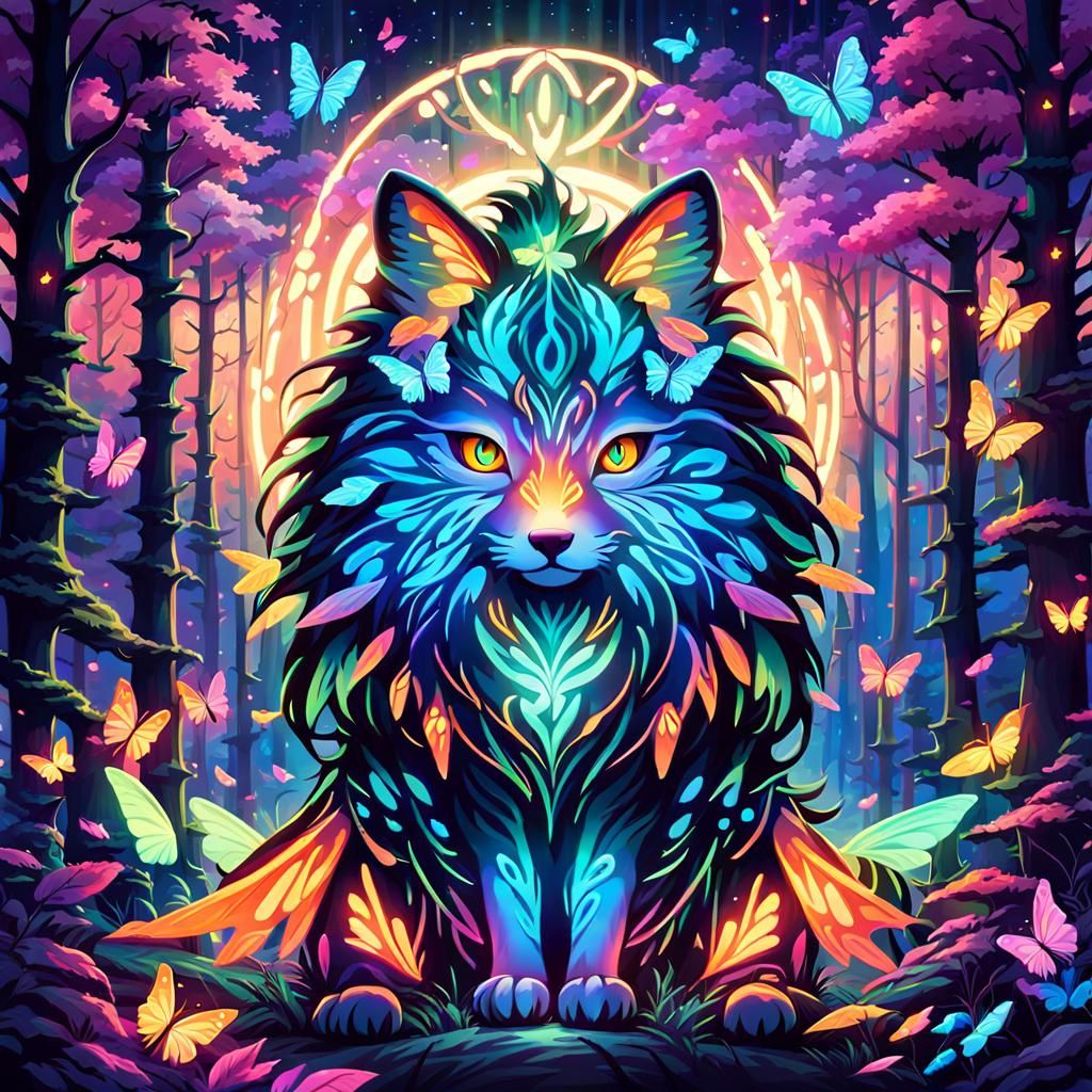 mythical Pet in psychedelic glowing colors  by @Dalia Larimar