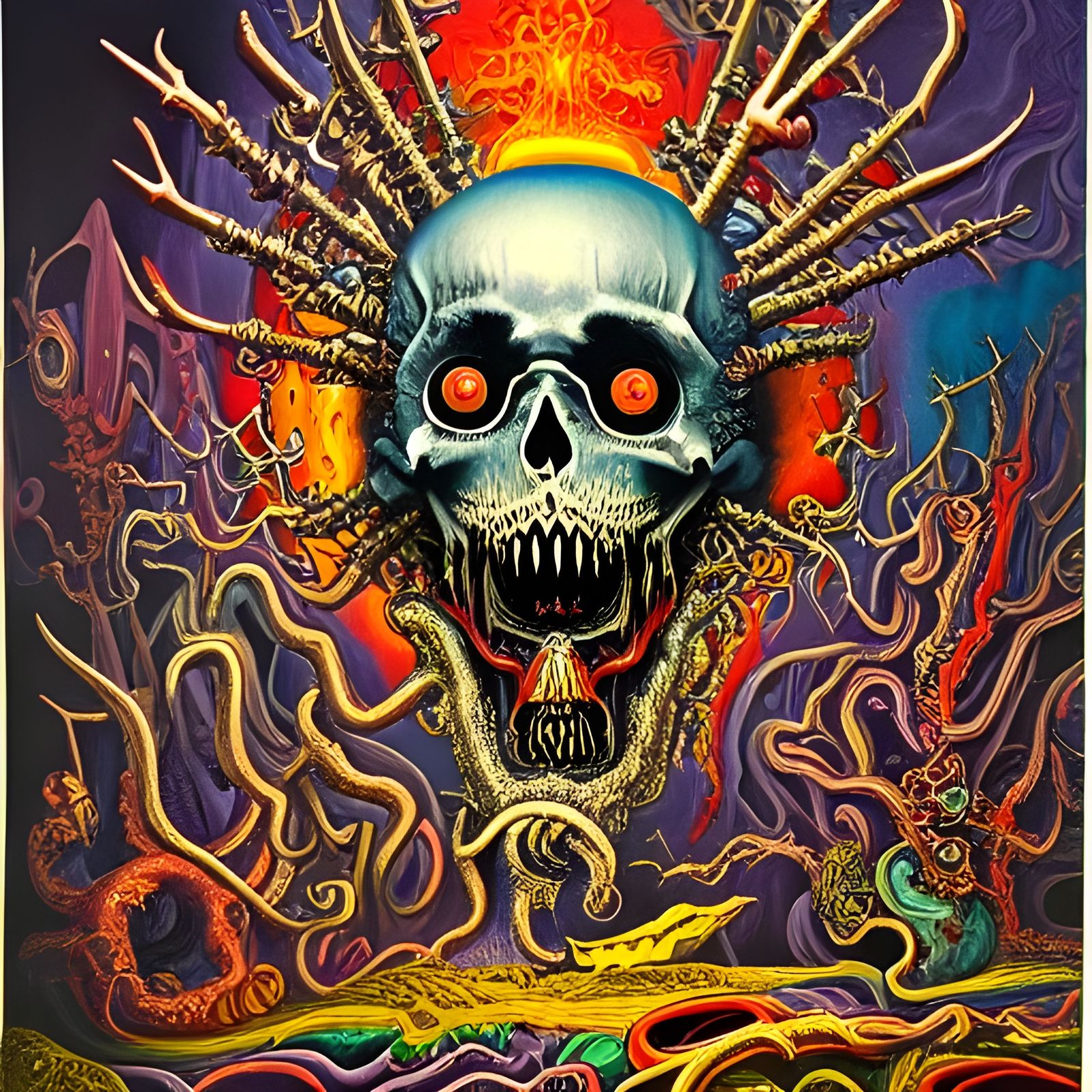 Maximalist vibrant colorful Spooky intricate Magical occult ...