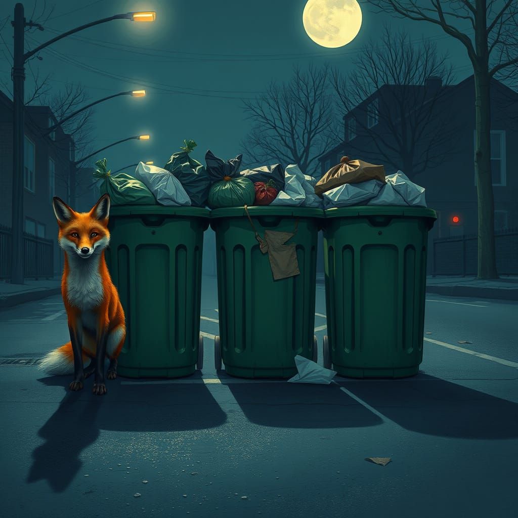 Mysterious Foxes Confront a Midnight Junkyard in Moody Atmos...