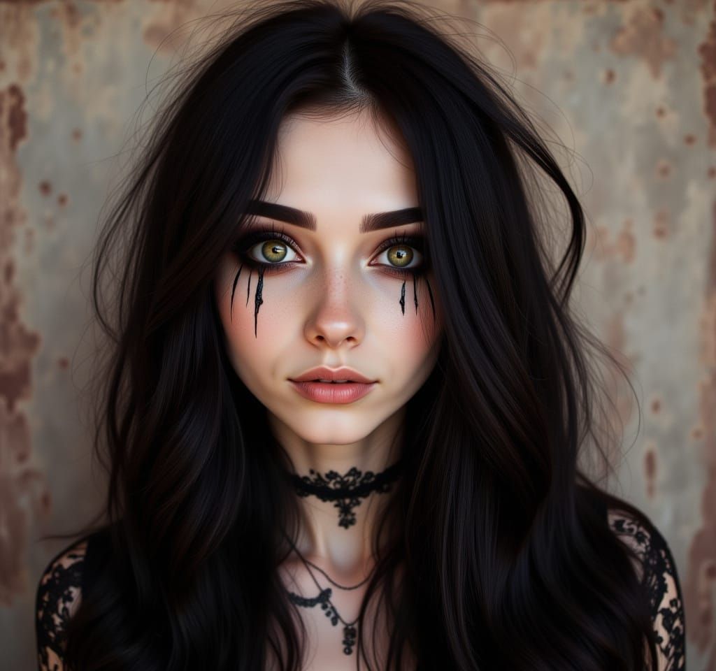 Gothic Woman in Deep Purple Tones