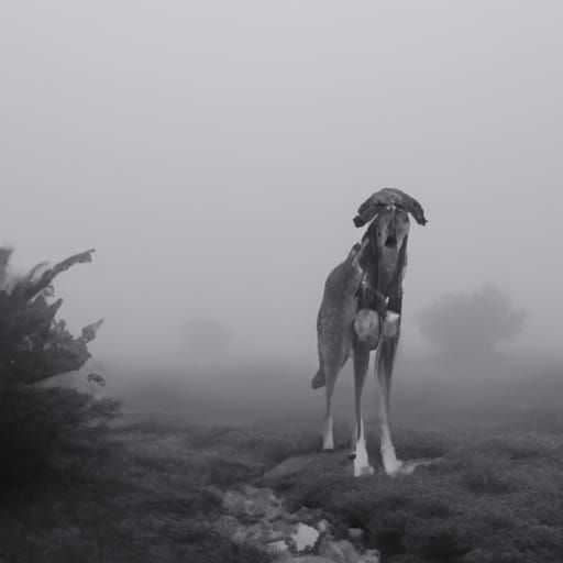 A huge hound, The hound of the baskervilles, heavy fog, lumi...