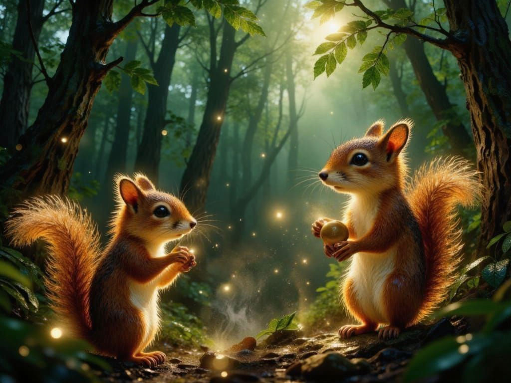 Squirrel Orchestra Plays Music in Enchanted Forest