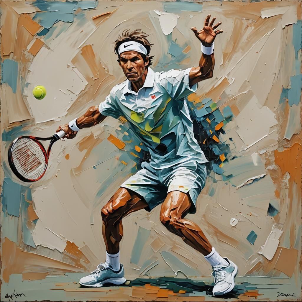 Painted tennis player   by @Dmitri