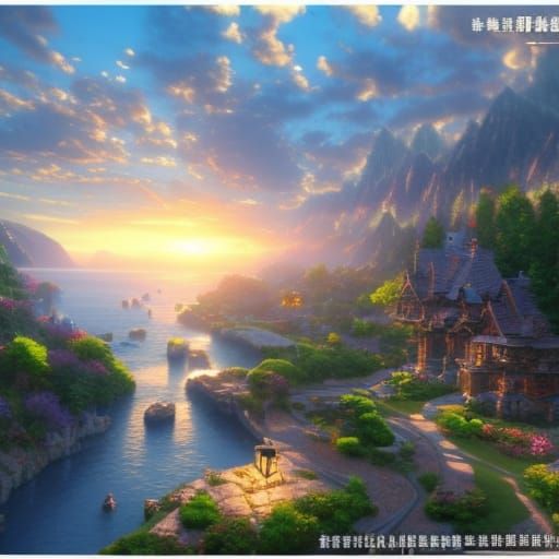 Ethereal Mirrored Landscape in Fantasy Style