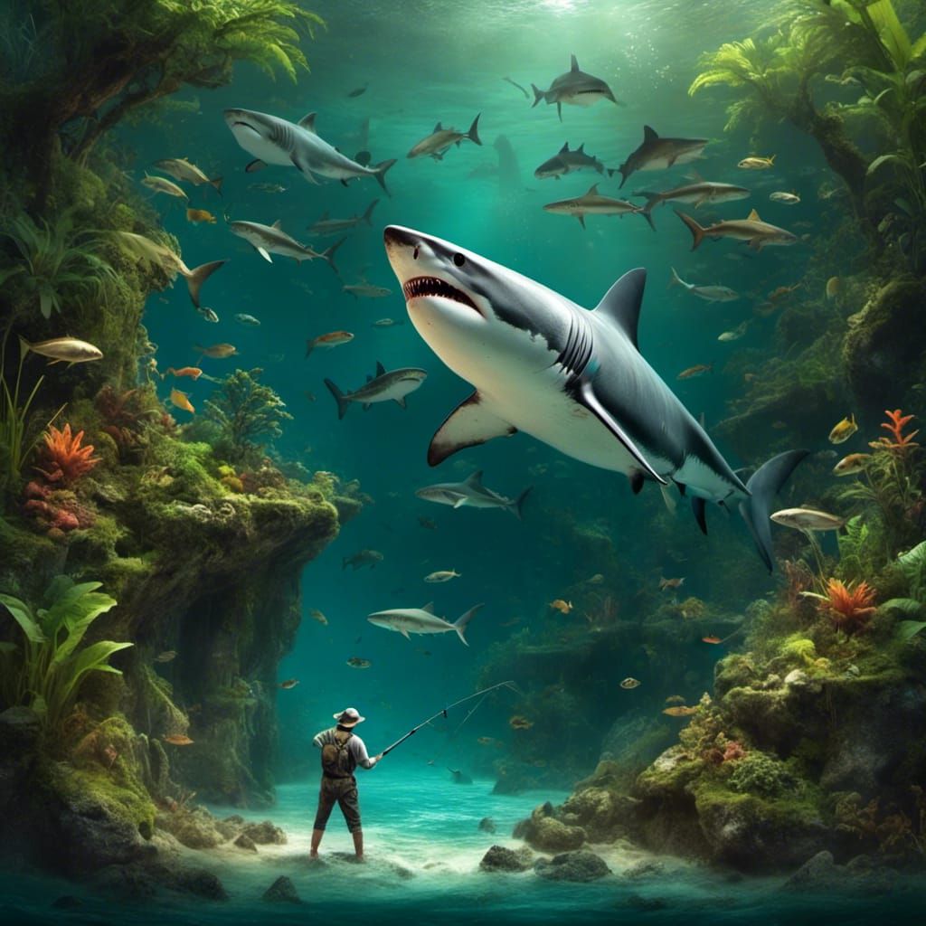 fishing shark parkour  in a   <lora:Resin Egg:1.0> diorama