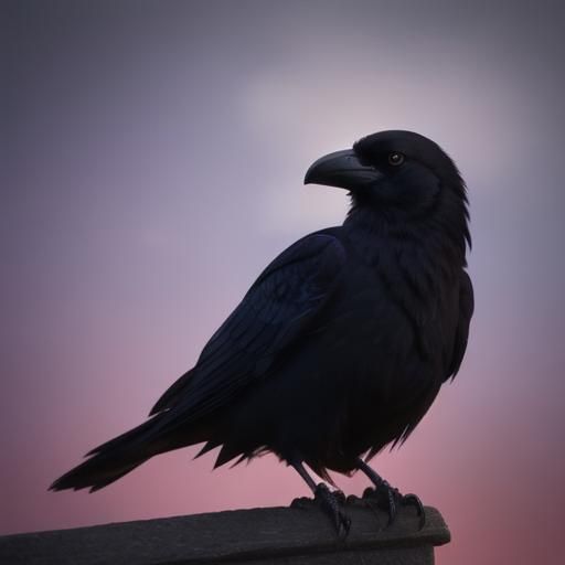 Crow, twilight complementary colors, soft focus, 3D shading, vapor ...