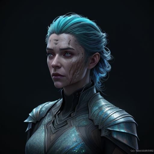 Sword with iridescent scales and wild, thick fur. Vibrant, swirling colors. Dark, muted, bioluminescent tendrils light up against a pulsing,...
