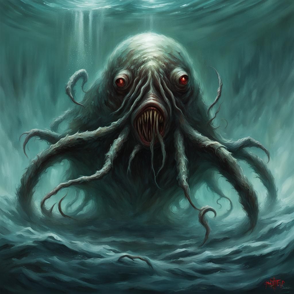 Creepy Underwater Creature Horror - Ai Generated Artwork - Nightcafe 