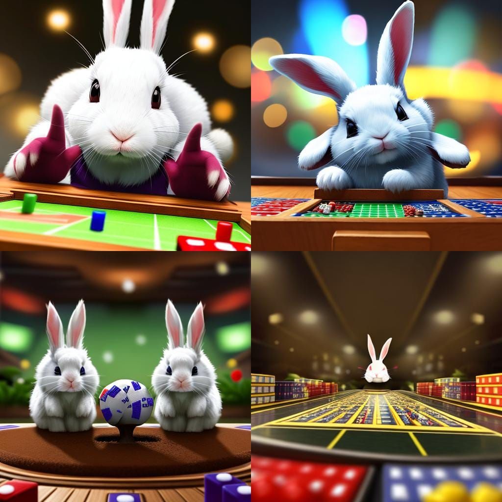 rabbits playing board games - AI Generated Artwork - NightCafe Creator