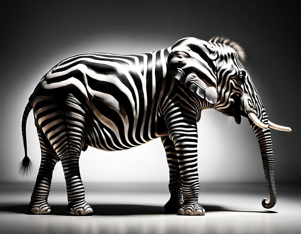 Zebra-striped elephant