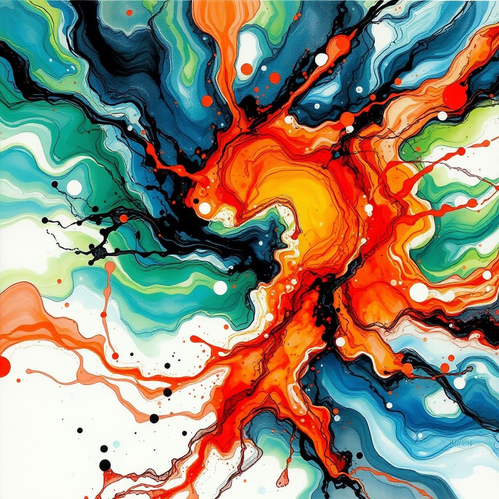  ink_flow, oil_splash, uncropped, hypervivid, sharp_focus, splash screen, incredible_depth, centered, fantastical, fantasy by Jeremy Mann, C...