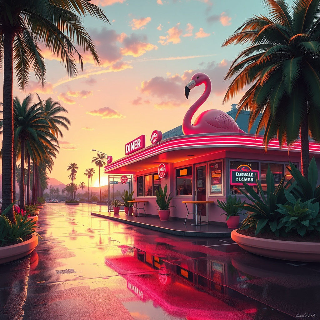 pink flamingo diner  by @Kelli Benjamin-Limae Creations
