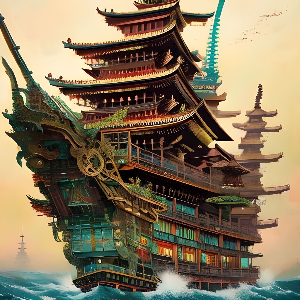 Pagoda ship  by @scarletgenesis