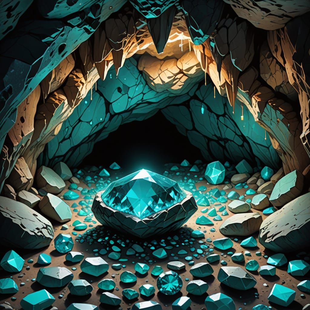 Turquoise gems hidden in a cave