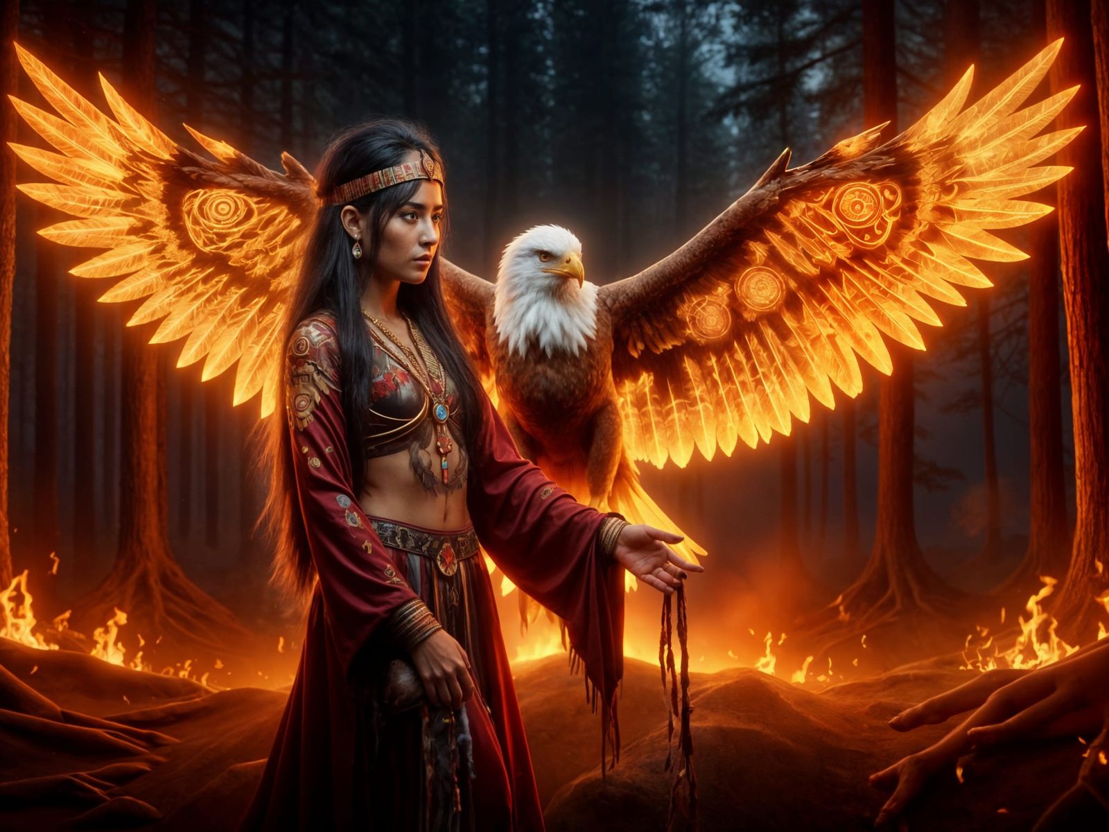 <lora:FiosRuneMagic:1.0> Aquinnah and her Eagle Jinx