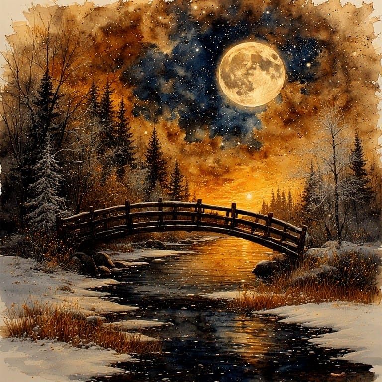 The Winter Moon ~ Watercolor  by @Dryheat