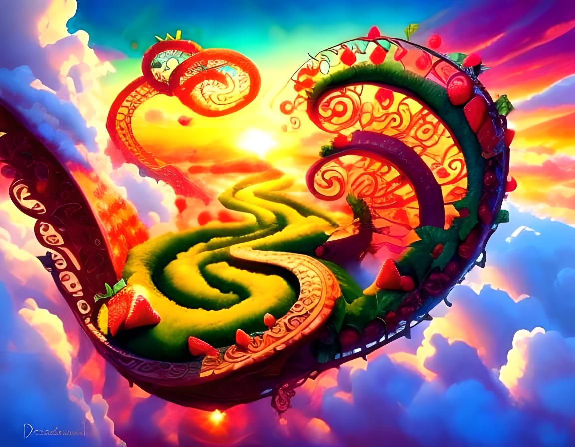 Surrealist Floating Strawberry Garden  by @FrancesFantasy
