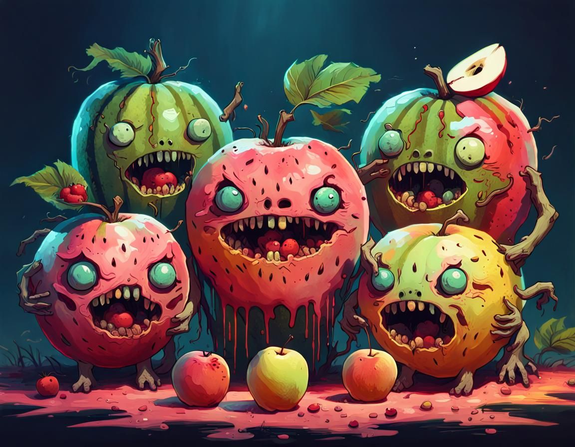 "Fruits vs Zombies" AI Generated Artwork NightCafe Creator